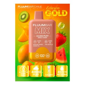 FLUUMBAR MIX 40.000 PUFF – Edición Gold | Durazno Mango Sandía Ice + Kiwi Frutilla